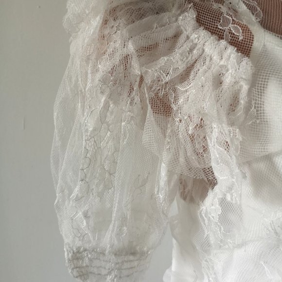 new 2-pc Ruffle Lace Blouse Top white L - Picture 7 of 10